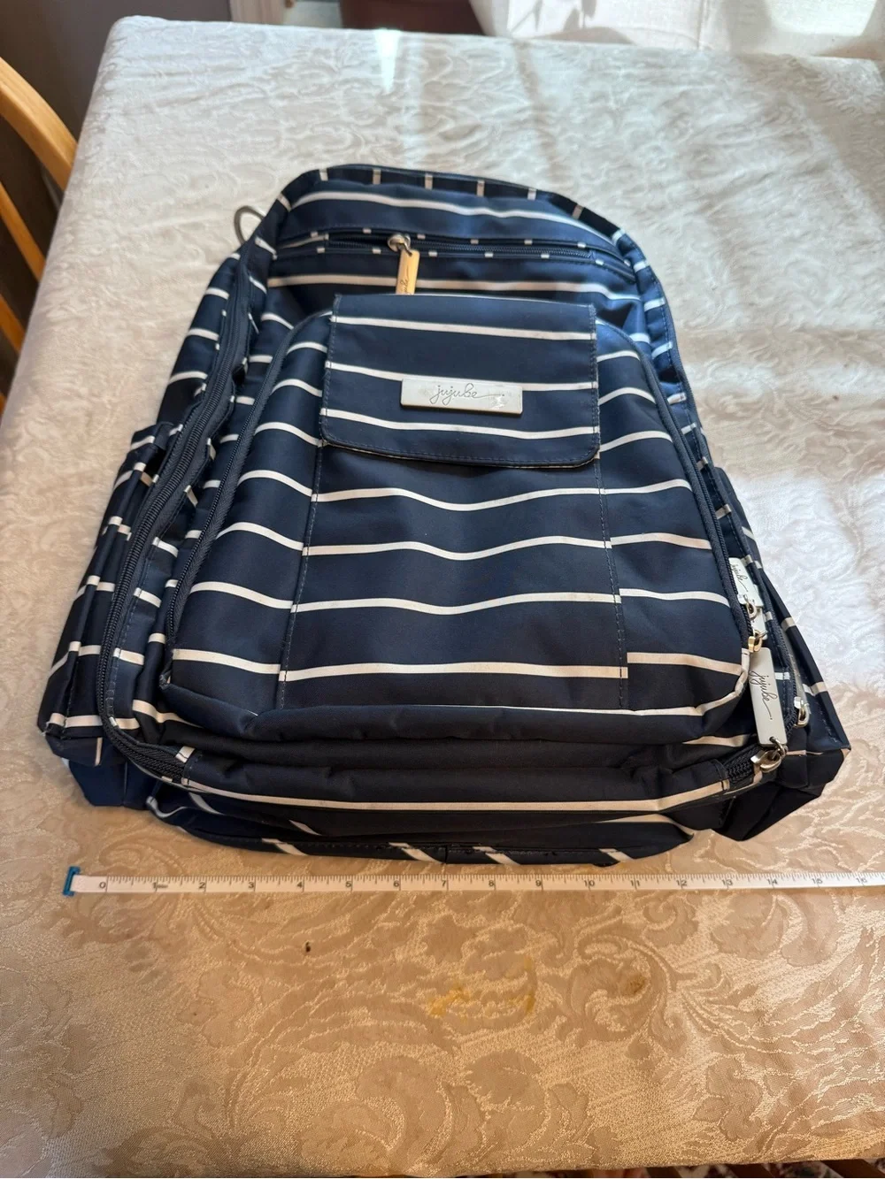 jujube Navy Striped Diaper Bag Backpack GUC